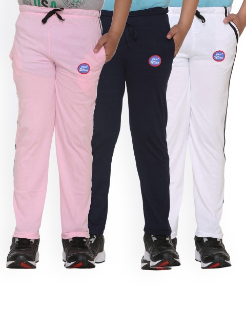 

VIMAL JONNEY Unisex Kids Pack Of 3 Solid Cotton Track Pants, White