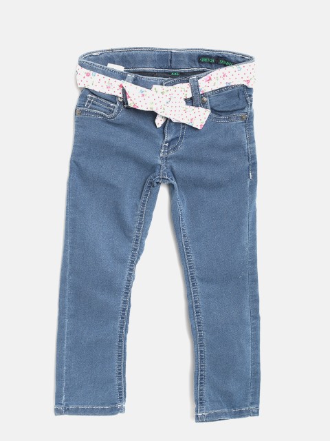 

United Colors of Benetton Girls Blue Regular Fit Mid-Rise Jeans
