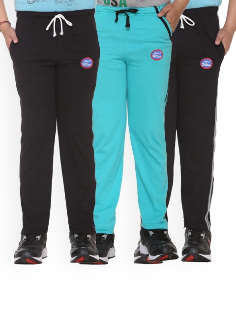 

VIMAL JONNEY Kids Pack of 3 Solid Cotton Track Pants, Black