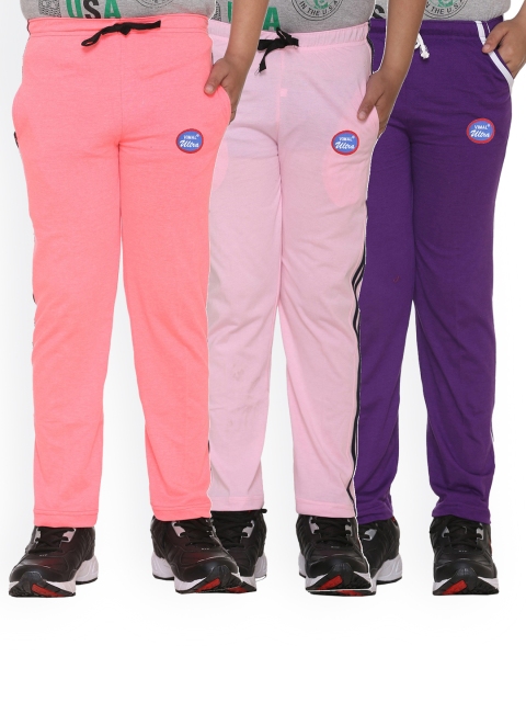 

VIMAL JONNEY Unisex Kids Pack Of 3 Solid Cotton Track Pants, Peach