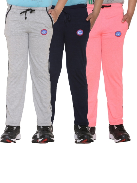 

VIMAL JONNEY Kids Pack Of 3 Solid Cotton Track Pants, Grey
