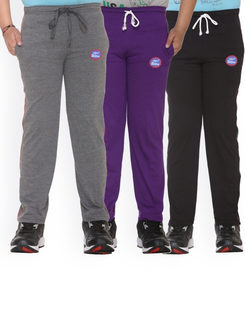 

VIMAL JONNEY Kids Pack of 3 Solid Cotton Track Pants, Black