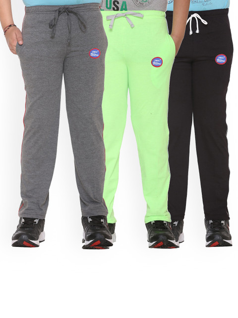 

VIMAL JONNEY Kids Pack Of 3 Solid Cotton Track Pants, Black