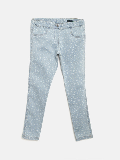 

United Colors of Benetton Girls Blue Floral Print Skinny Jeggings