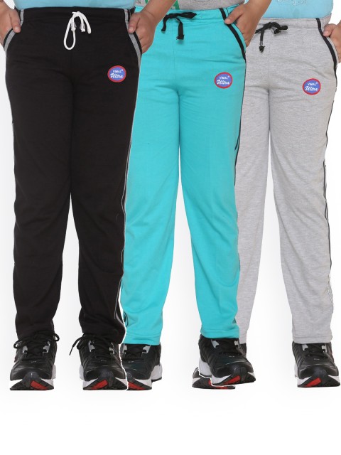 

VIMAL JONNEY Unisex Kids Pack Of 3 Solid Cotton Track Pants, Black