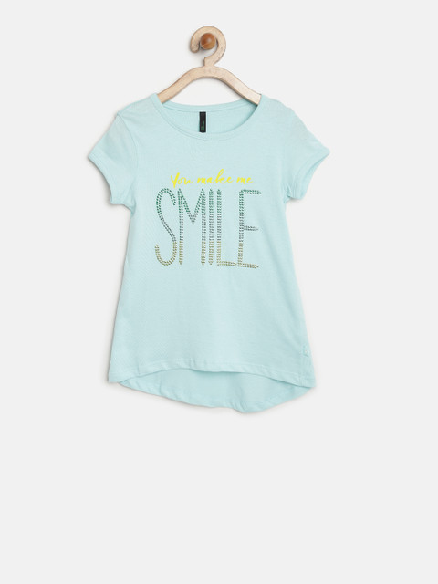 

United Colors of Benetton Girls Blue Embellished Top