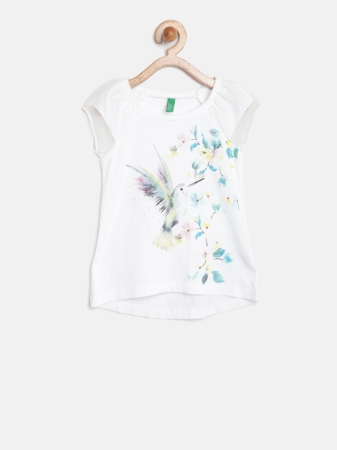 

United Colors of Benetton Girls Off-White Printed Top