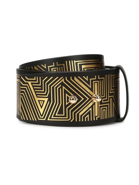 

Karl Lagerfeld Women Black Embellished Leather Belt