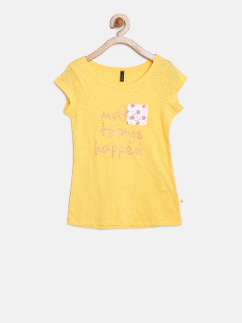 

United Colors of Benetton Girls Yellow Sequinned T-shirt