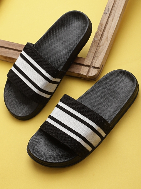 

Pampy Angel Women Black & White Striped Rubber Sliders