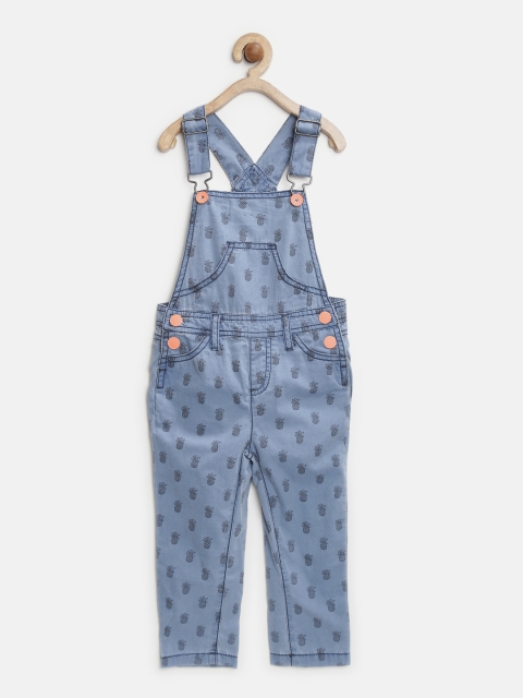 

United Colors of Benetton Girls Blue Printed Dungarees