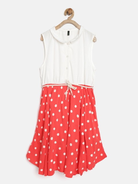 

United Colors of Benetton Girls White Printed Fit & Flare Dress