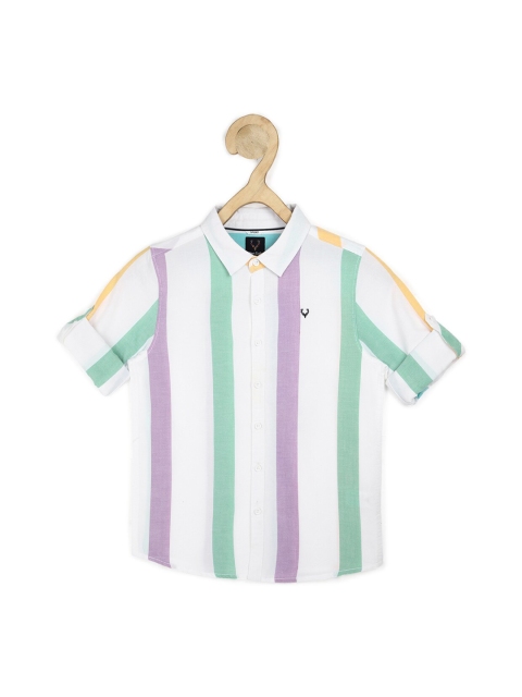 

Allen Solly Junior Boys Multicoloured Slim Fit Striped Pure Cotton Casual Shirt, Multi