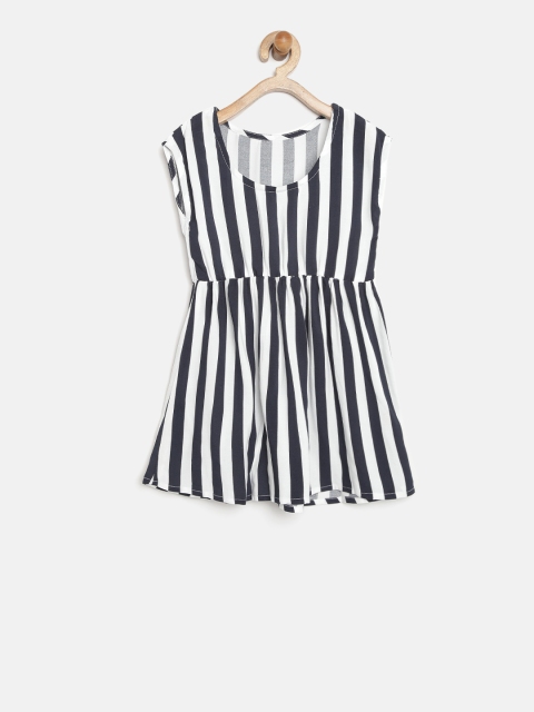 

United Colors of Benetton Girls White Striped Fit & Flare Dress