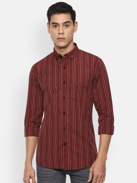 

Louis Philippe Sport Men Maroon Slim Fit Striped Casual Shirt
