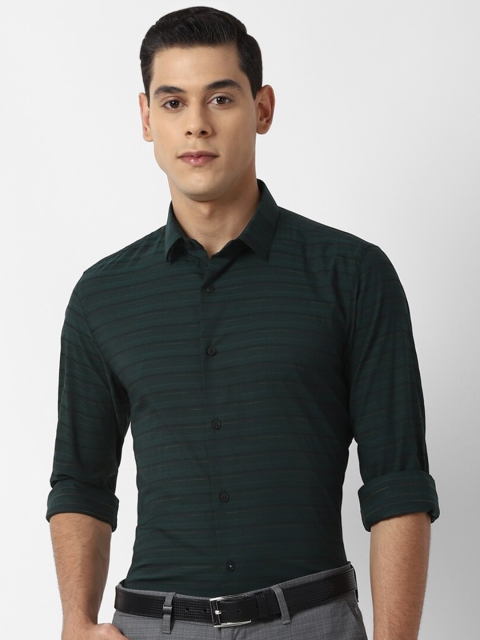 

Louis Philippe Sport Men Green Slim Fit Horizontal Stripes Striped Casual Shirt