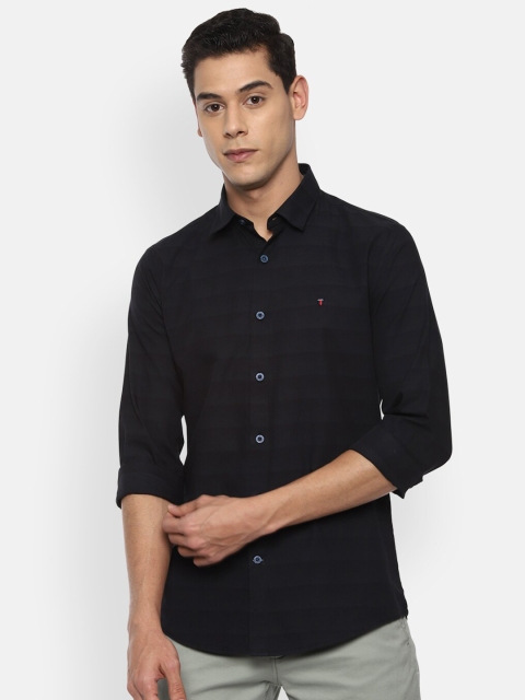 

Louis Philippe Sport Men Navy Blue Slim Fit Striped Pure Cotton Casual Shirt