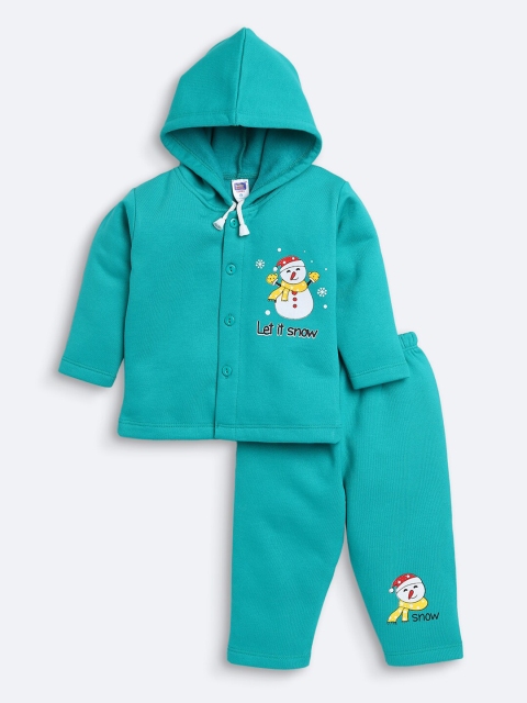 

Nottie Planet Unisex Kids Blue Printed Hooded Sweatshirt & Trouser Co-Ords