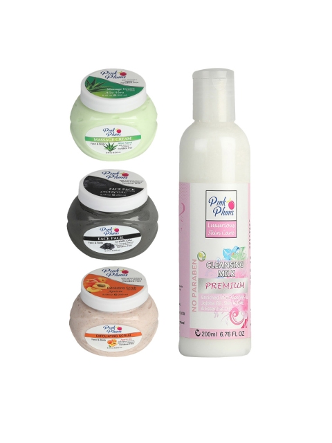 

Pink Plums Set of 4 Facial Kit, Multi