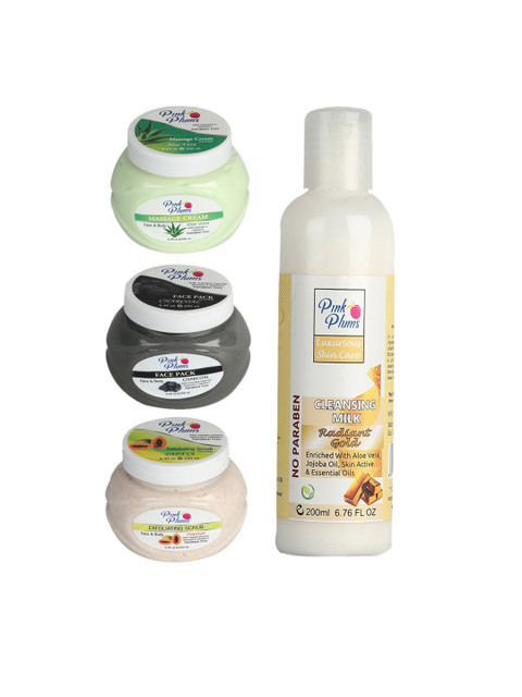 

Pink Plums Aloe Vera Charcoal Gold Papaya Facial Kit, Multi