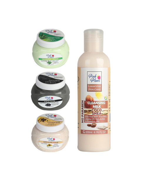 

Pink Plums Men Women Paraben Free Aloevera Charcoal Gold Face & Body Massage Creams, Multi