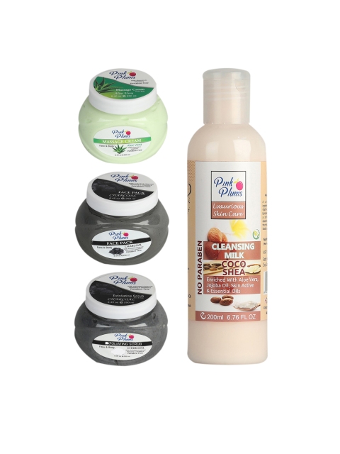 

Pink Plums Set Of 4 Black & Green Paraben Free Facial Kit