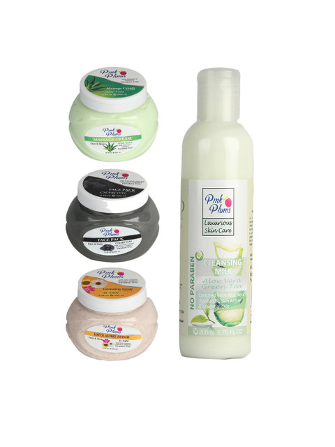 

Pink Plums Set of 4 Facial Kit, Multi