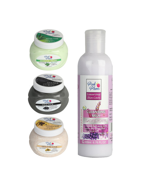 

Pink Plums Lavender Charcoal & Aloe Vera Facial Kit, Multi
