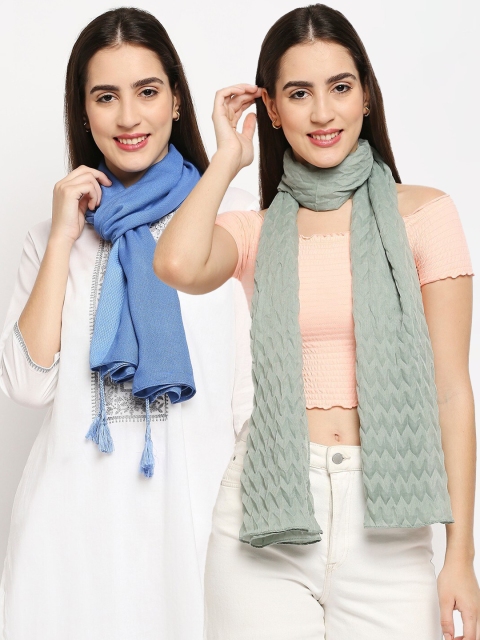 

Get Wrapped Pack of 2 Women Green & Blue Scarf