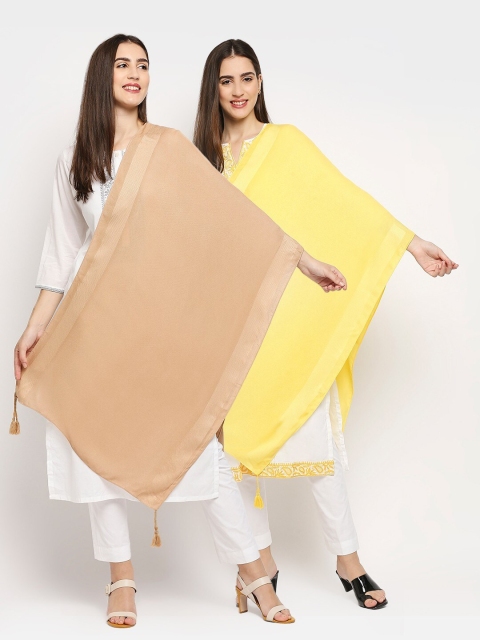 

Get Wrapped Women Pack of 2 Yellow & Tan Scarf