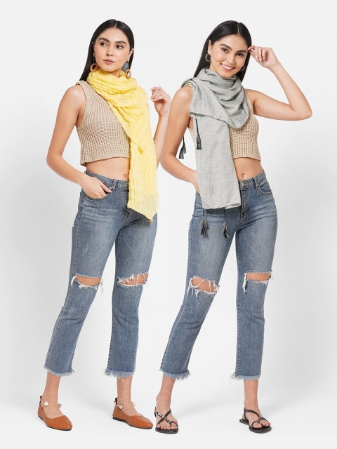 

Get Wrapped Women Pack of 2 Yellow & Grey Scarf