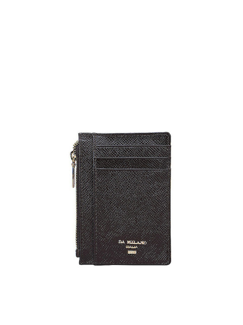 

Da Milano Men Brown Textured Zip Detail Leather Card Holder