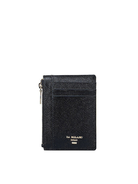 

Da Milano Men Black Textured Leather Card Holder