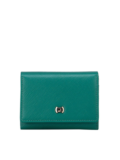 

Da Milano Women Teal Leather Three Fold Wallet