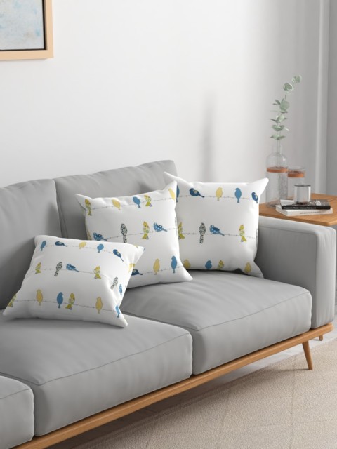 

URBAN SPACE Set of 3 Printed Square Pre Filled Cushions, White