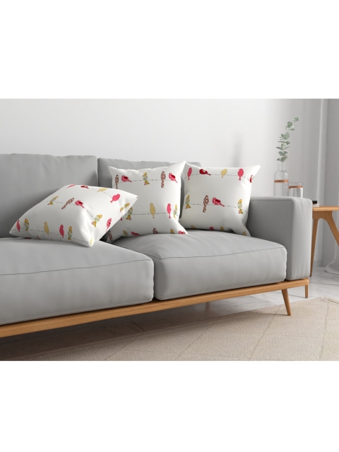 

URBAN SPACE Set of 3 Printed Square Pre Filled Cushions, White