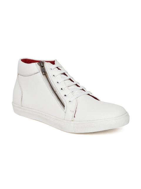 

San Frissco Men White Solid Mid-Top Sneakers