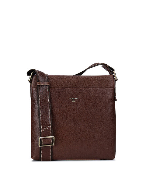 

Da Milano Men Brown Textured Messenger Bag