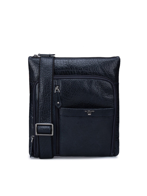 

Da Milano Men Blue Textured Messenger Bag