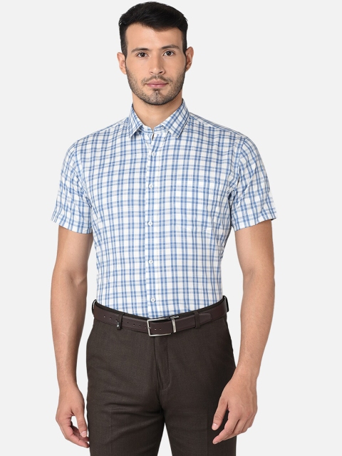 

Oxemberg Men Blue Classic Slim Fit Checked Formal Shirt