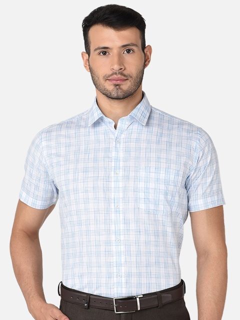 

Oxemberg Men Blue Classic Slim Fit Checked Formal Shirt