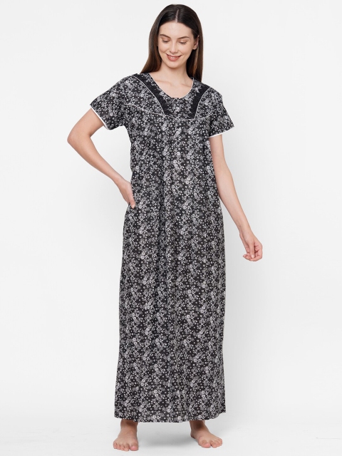 

Sweet Dreams Black Printed Maxi Nightdress