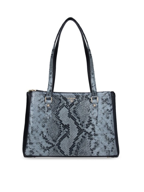 

Da Milano Blue Animal Printed Leather Structured Shoulder Bag