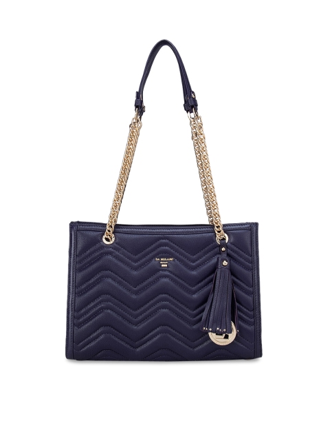 

Da Milano Purple Textured Leather Structured Shoulder Bag with Quilted