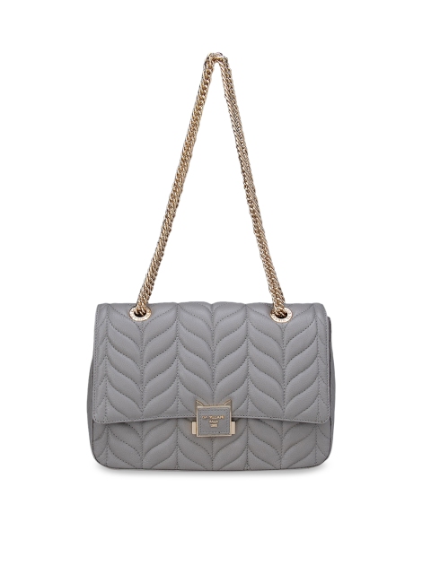

Da Milano Grey Leather Structured Sling Bag with Quilted