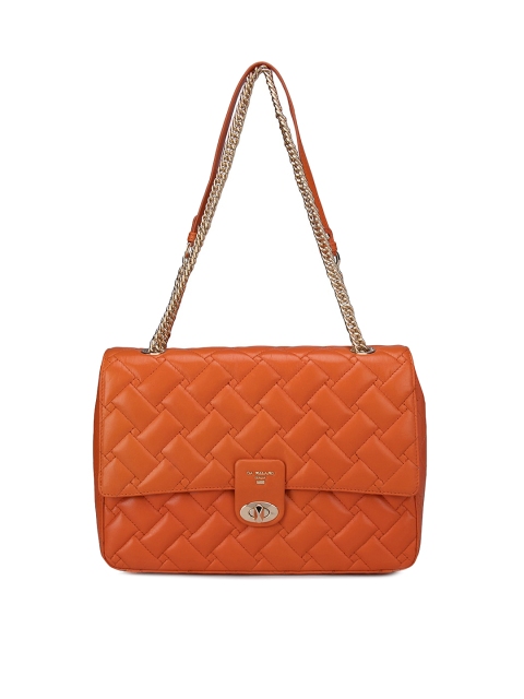 

Da Milano Orange Textured Leather Structured Sling Bag