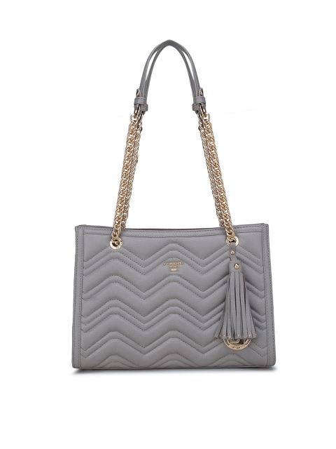 

Da Milano Grey Leather Structured Shoulder Bag with Quilted