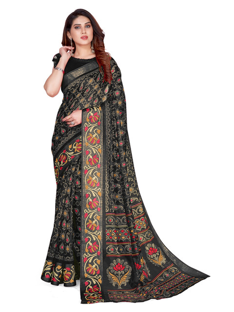 

KALINI Black & Pink Paisley Zari Saree
