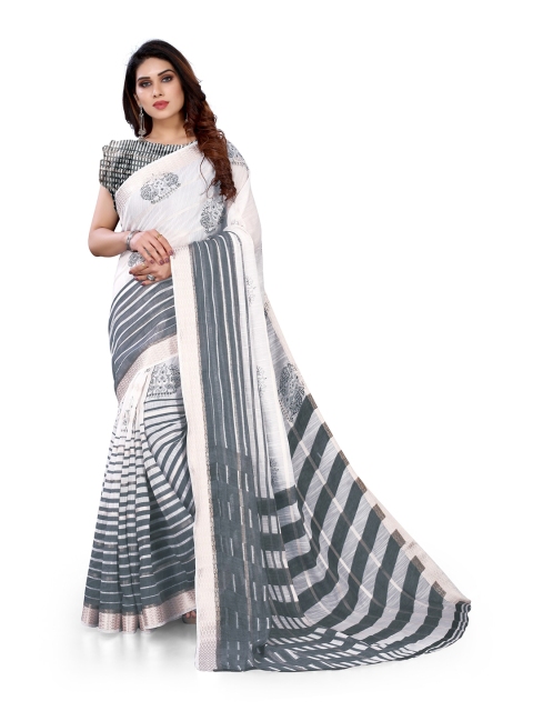 

KALINI Off White & Grey Printed Saree