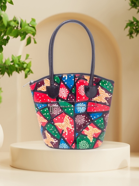 

Golden Peacock Pink Printed Leather Structured Handheld Bag